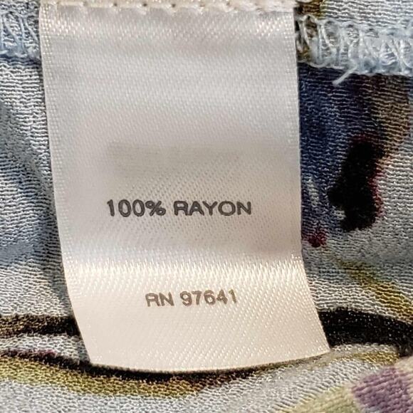 J Jill Shirt Top Women’s Plus Size 2X Blue Floral Button Up Long Sleeve Rayon - Picture 9 of 10